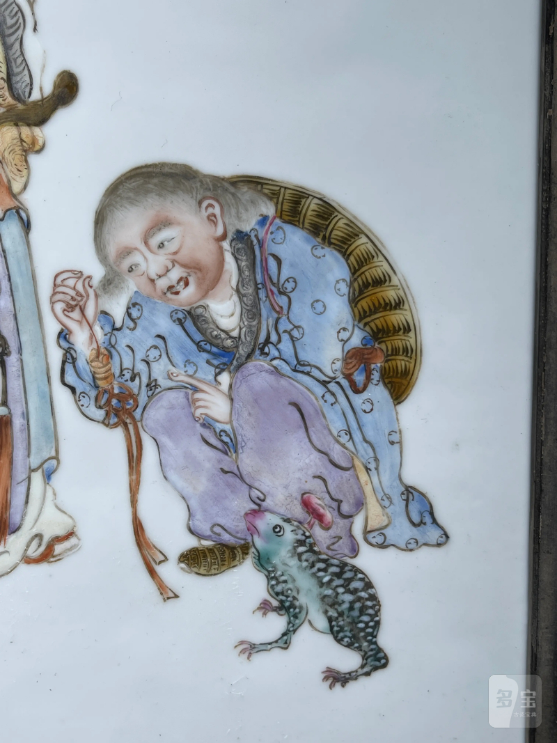 民国 刘希任款粉彩祝寿图瓷板 - 图4